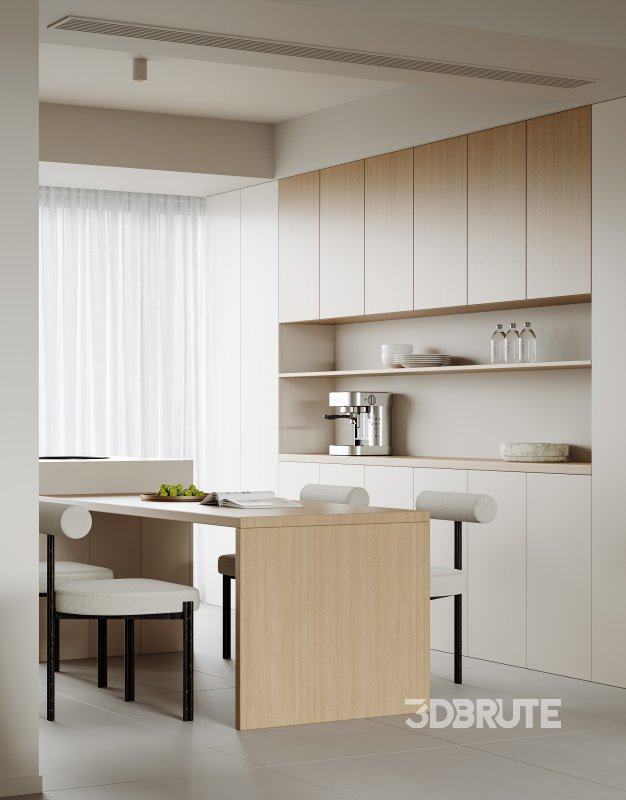 Modern living room and dining room interior scene Image 4