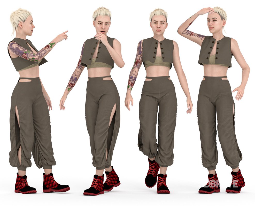 casual woman outfit in 4 poses Image 1
