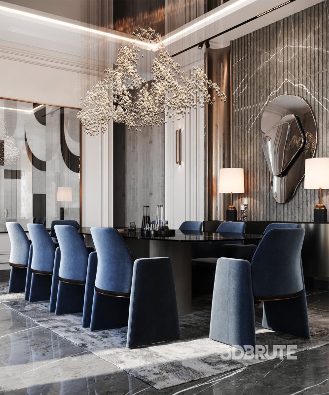 luxury salon and dining neoclassic Image 12