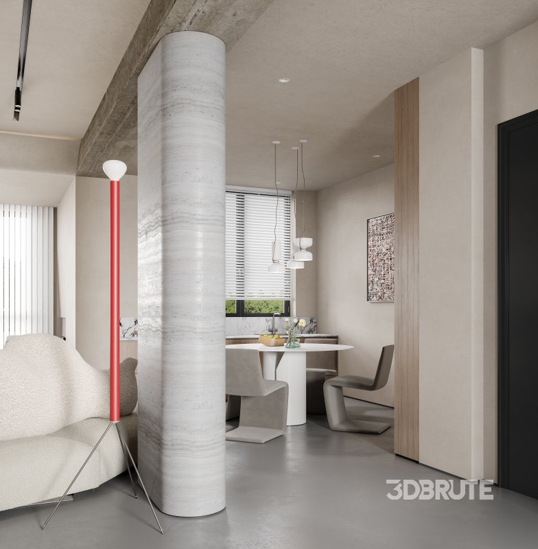 Modern living room and dining room interior scene Image 6