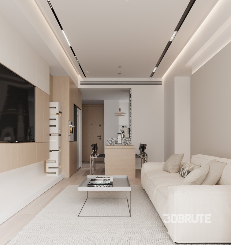 Modern living room and dining room interior scene Image 5