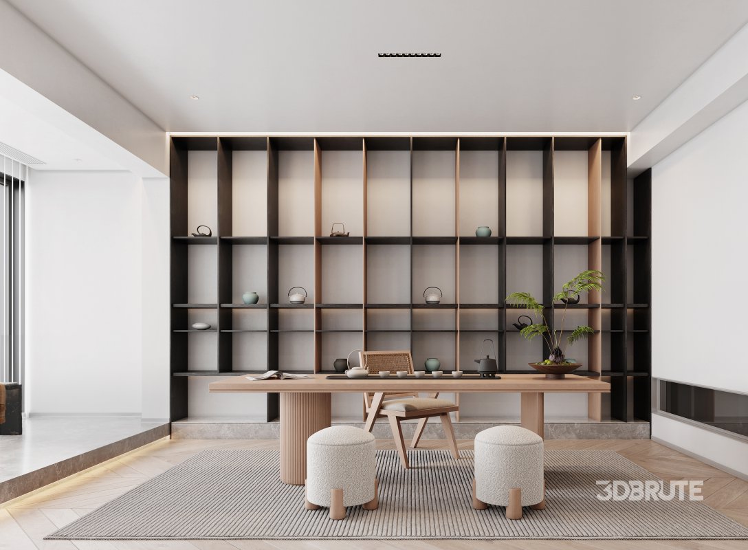 Modern living room and dining room interior scene Image 2