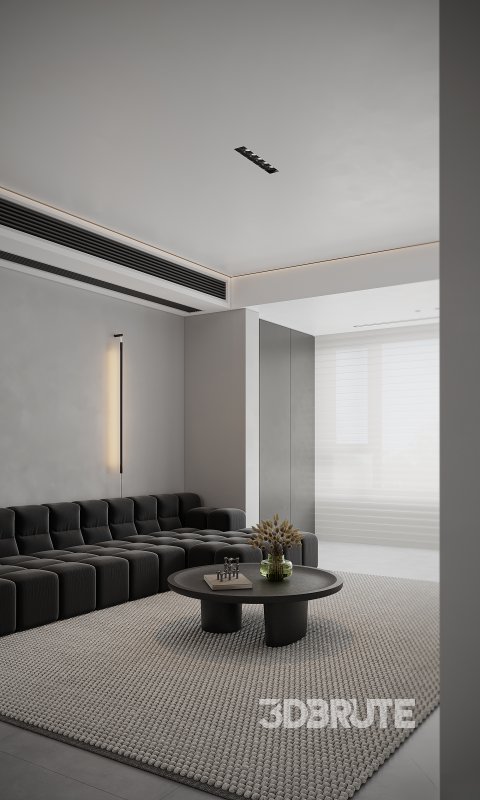 Modern living room and dining room interior scene Image 2