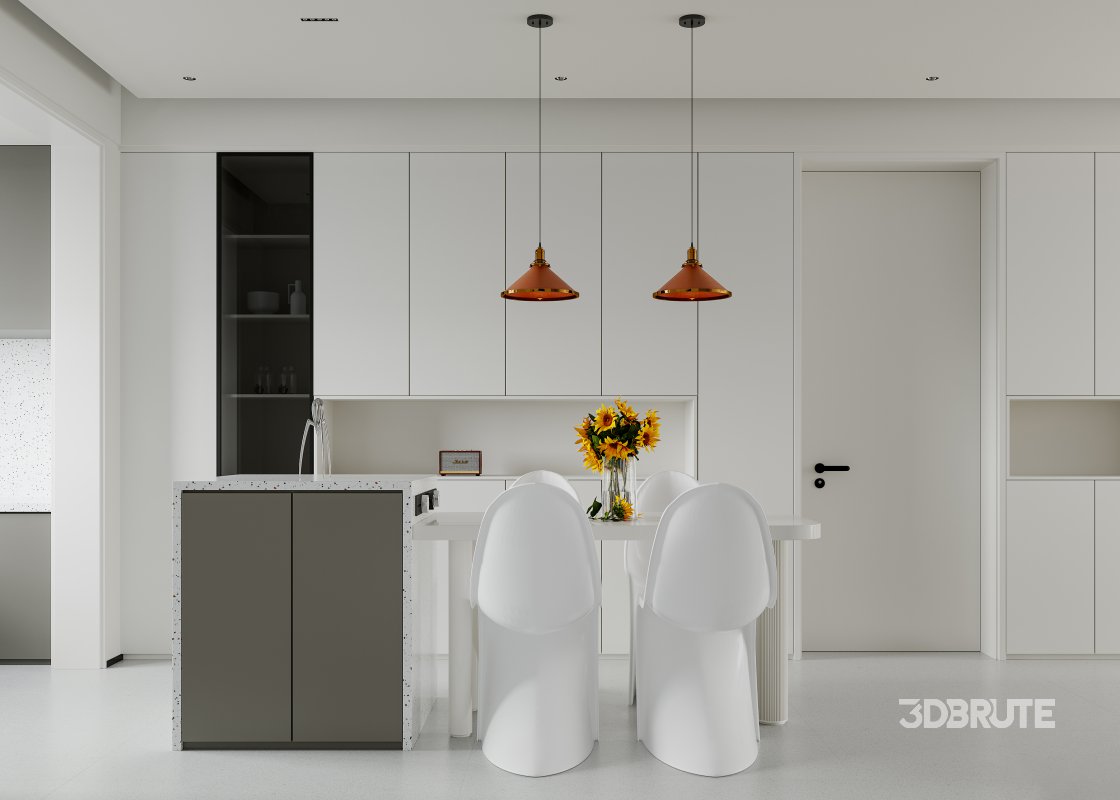 Modern living room and dining room interior scene Image 5