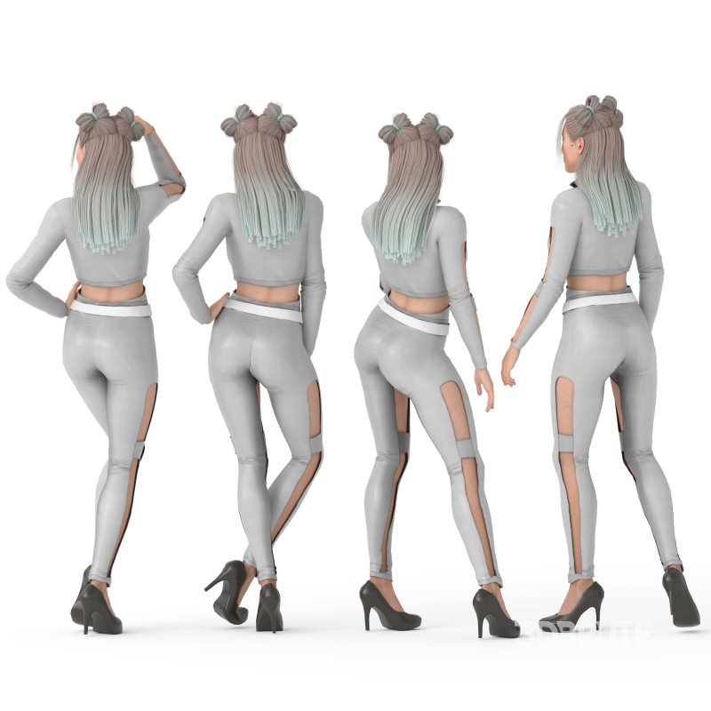 Cat Girl in 04 Poses Image 2