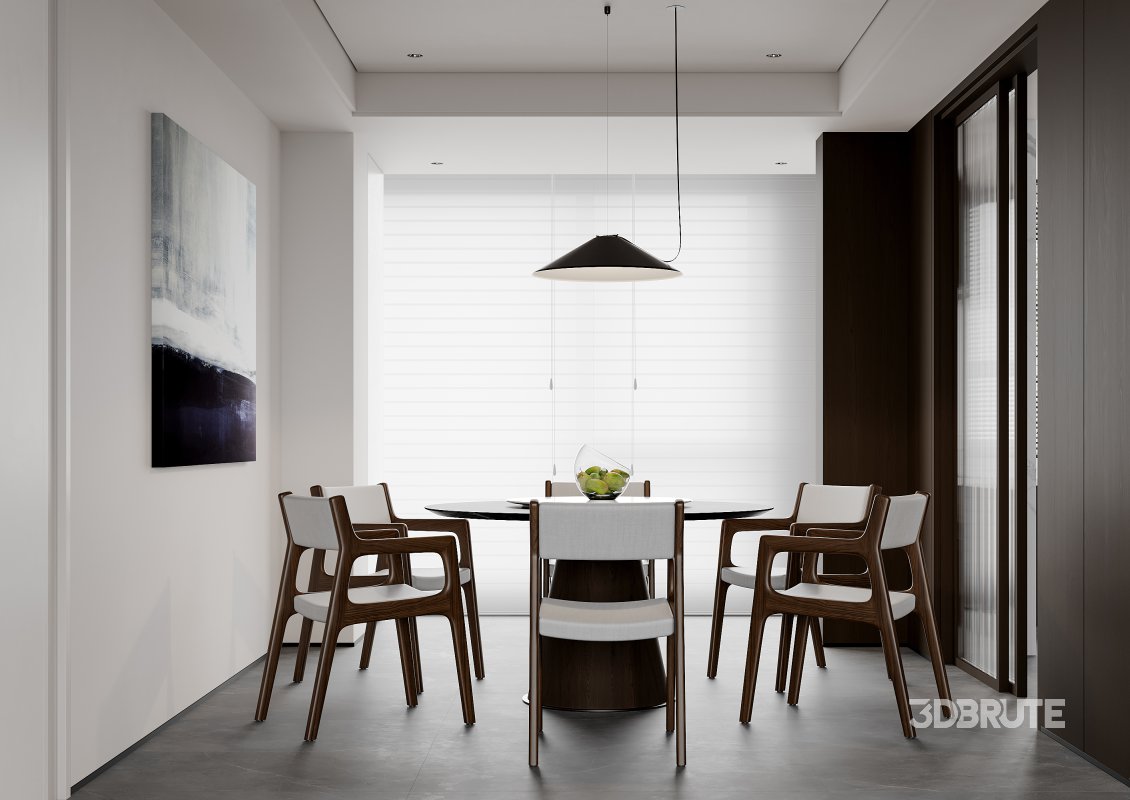 Modern living room and dining room interior scene Image 1