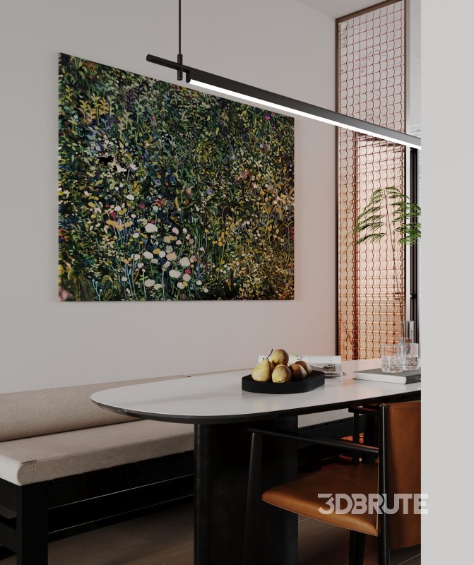 Modern living room and dining room interior scene Image 5