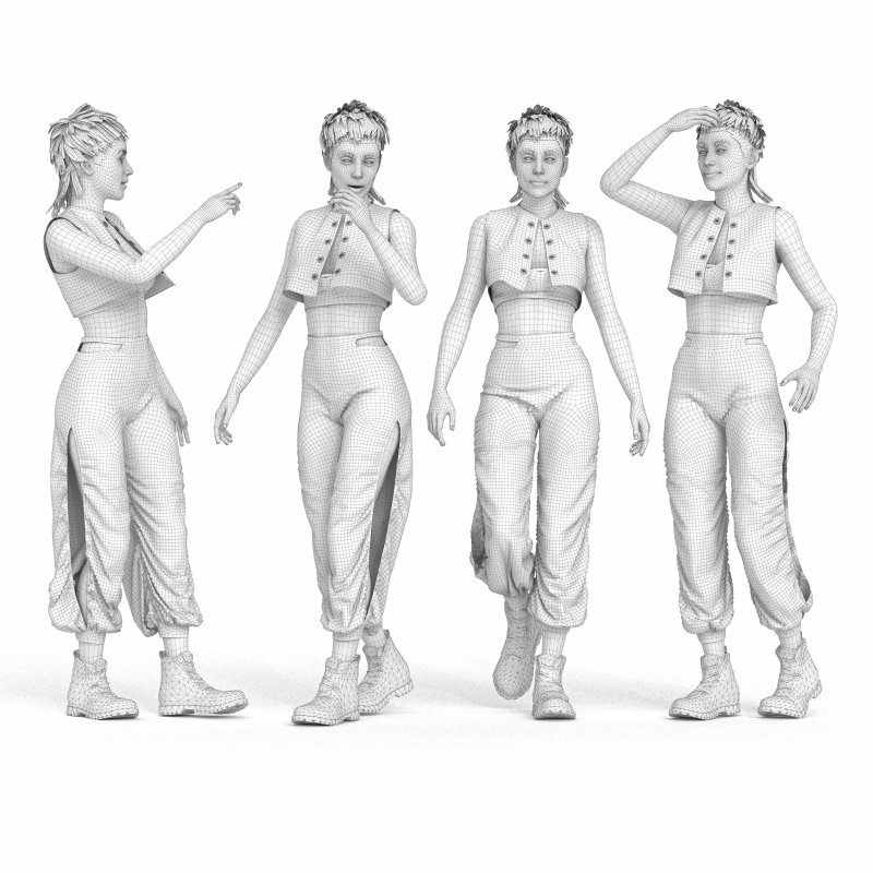 casual woman outfit in 4 poses Image 4