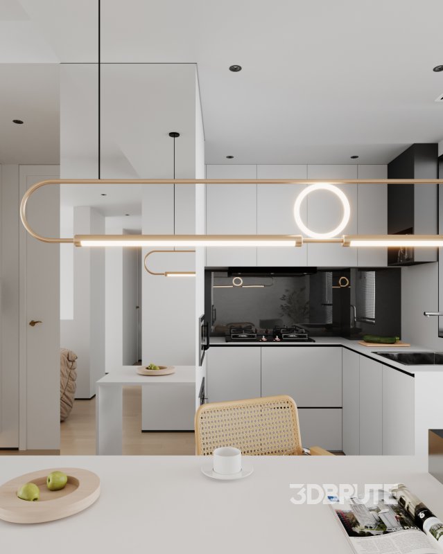 Modern living room and dining room interior scene Image 11