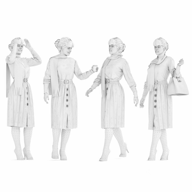woman winter clothes in 4 poses Image 1