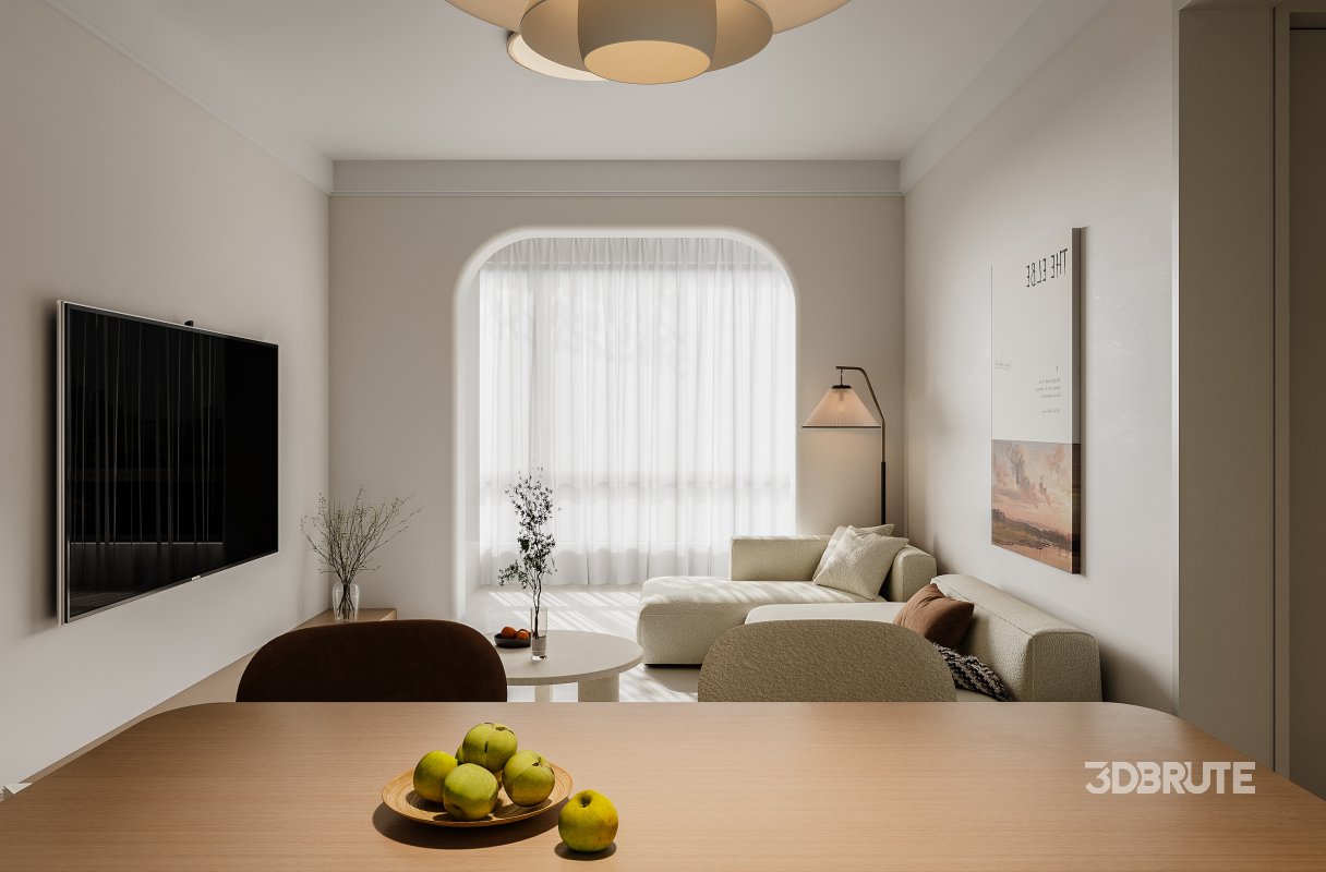 Modern living room and dining room interior scene Image 4
