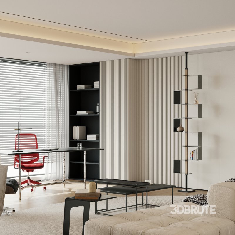 Modern living room and dining room interior scene Image 4