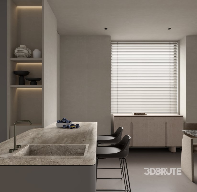 Modern living room and dining room interior scene Image 5