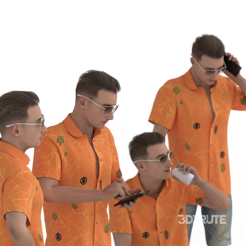 Man with Hawaiian shirt 04 poses Image 4