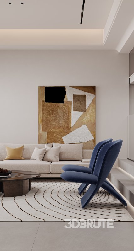 Modern living room and dining room interior scene Image 2