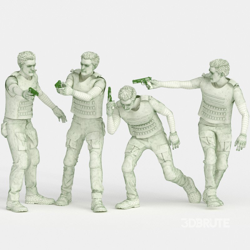 The Army Soldier Man 04 Poses Image 4