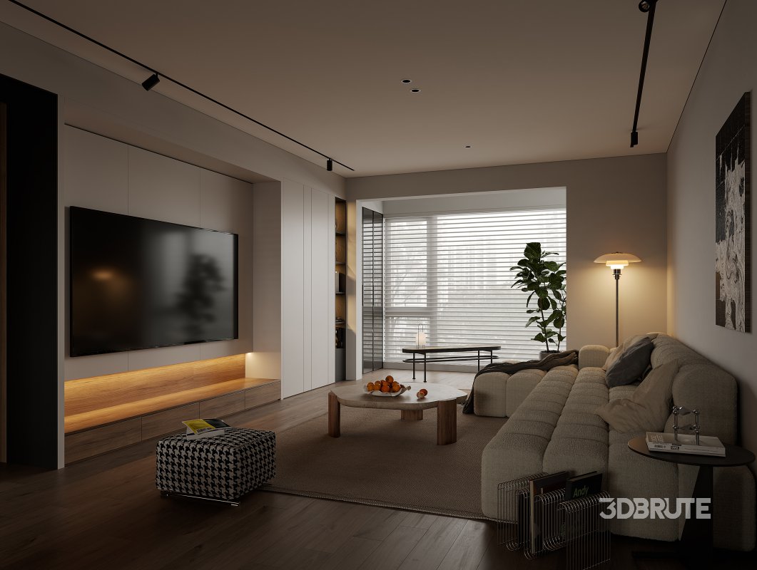 Modern living room and dining room interior scene Image 6