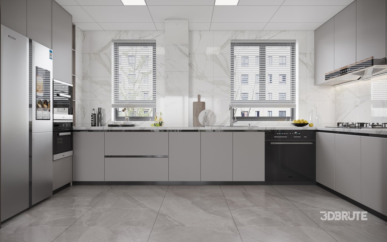 Modern living room and dining room kitchen interior scene Image 7