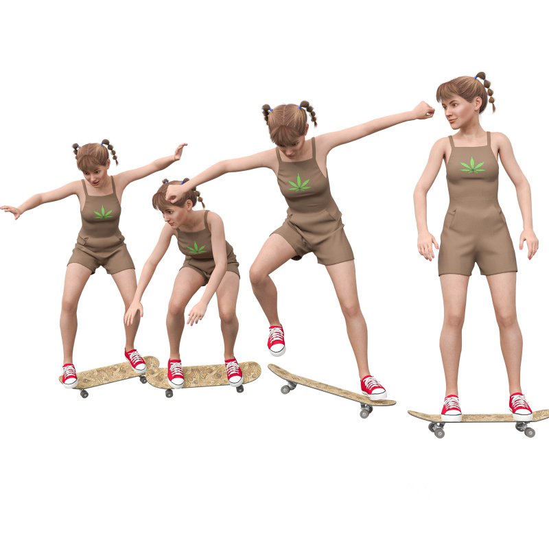 Girl skateboardin 4 poses Image 3