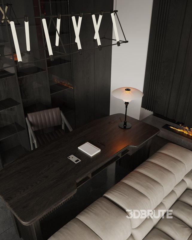 Modern living room and dining room interior scene Image 4