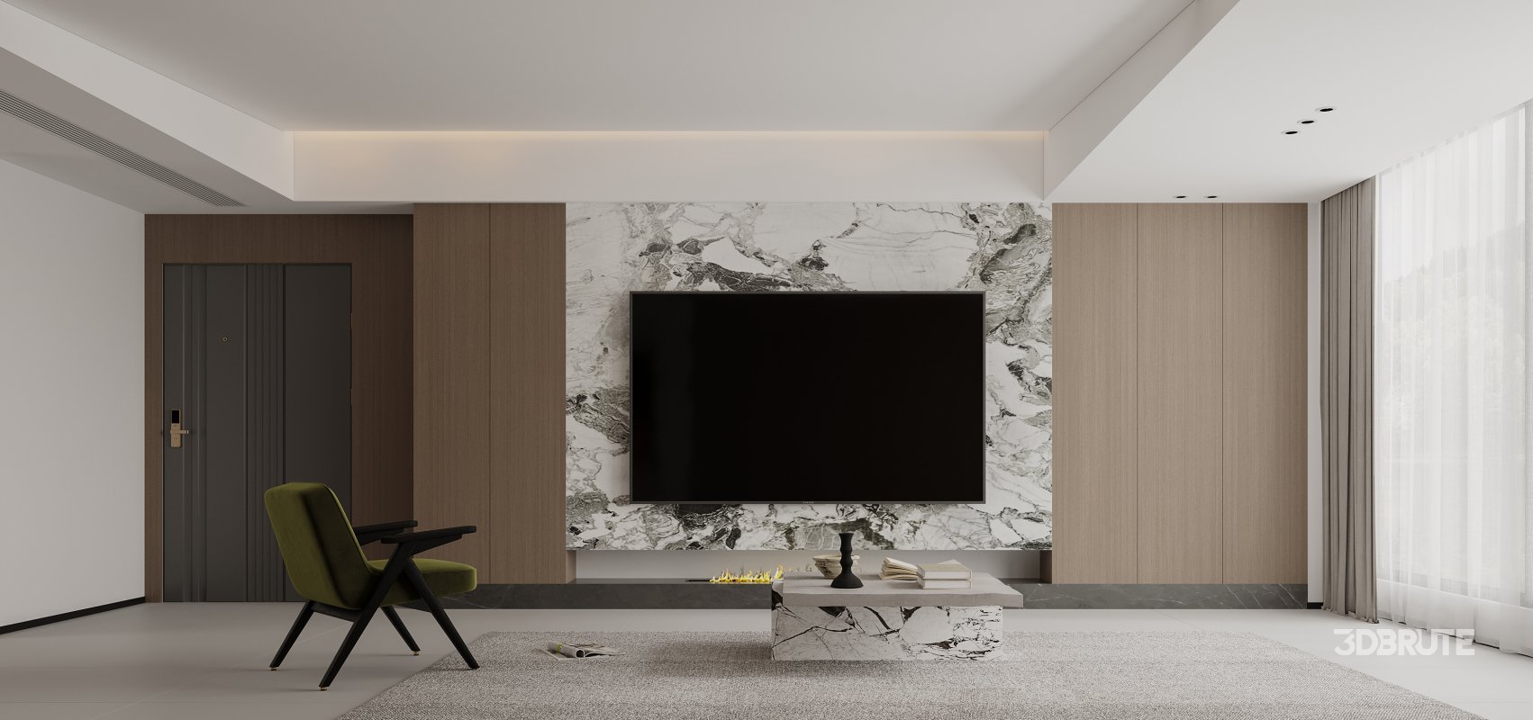 Modern living room and dining room interior scene Image 3