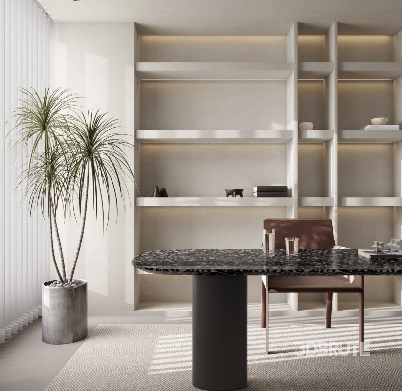 Modern living room and dining room interior scene Image 10