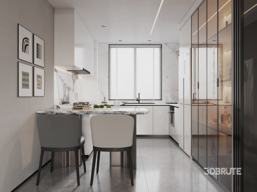 Modern living room and dining room interior scene Image 4