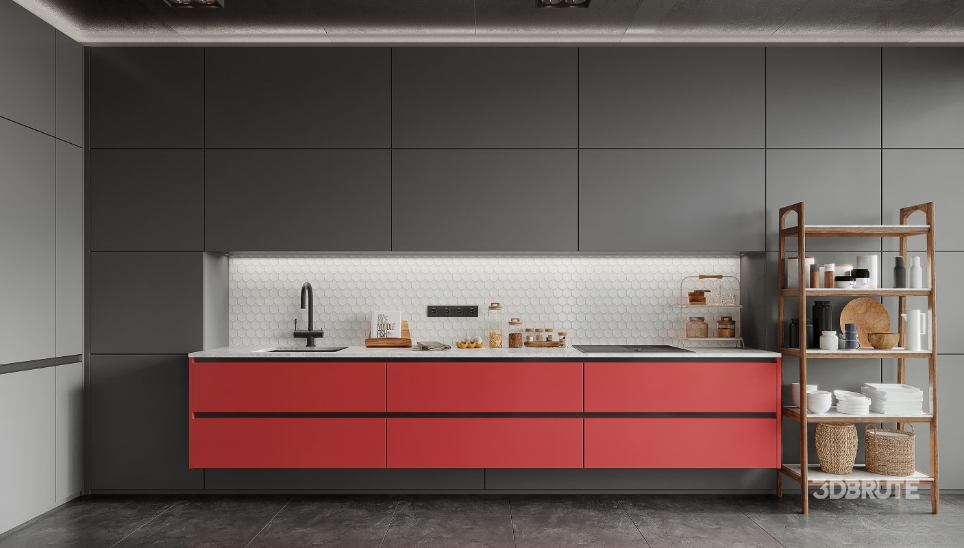 Modern living room and dining room kitchen interior scene Image 3