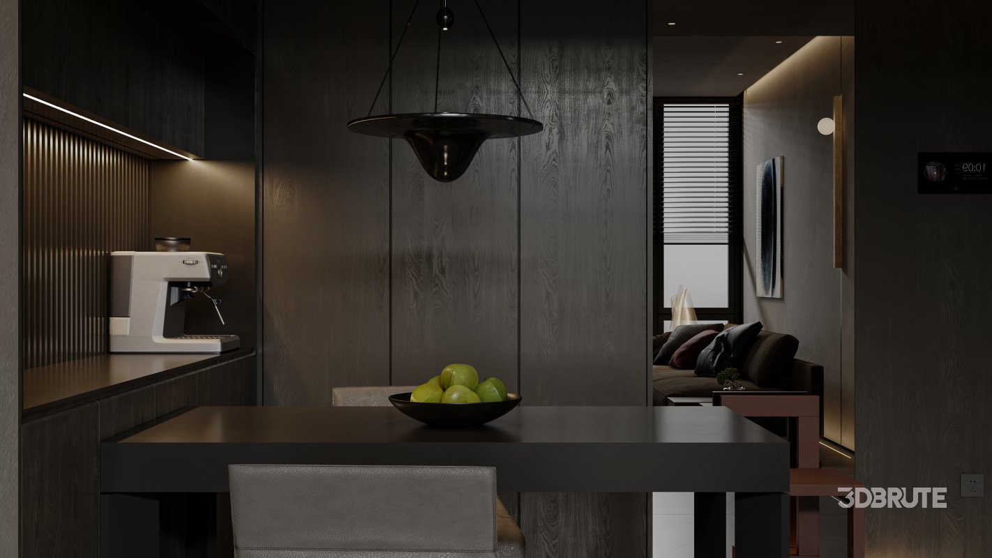 Modern living room and dining room interior scene Image 3