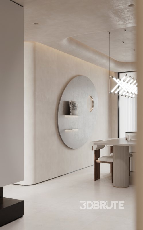 Modern living room and dining room interior scene Image 4