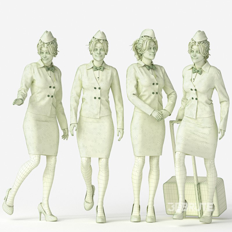 Stewardess Woman in 04 Poses Image 4