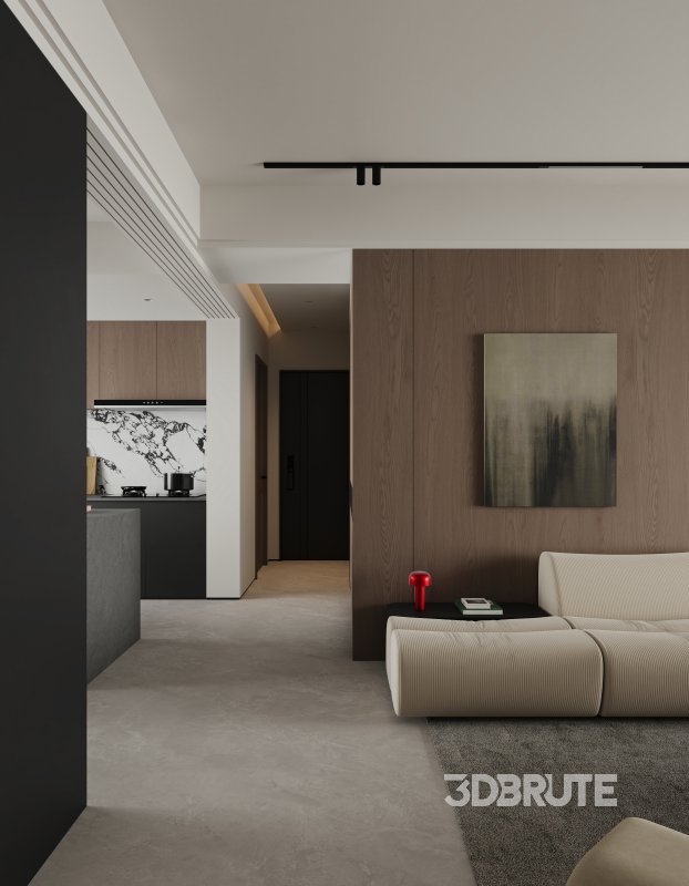 Modern living room and dining room interior scene Image 6