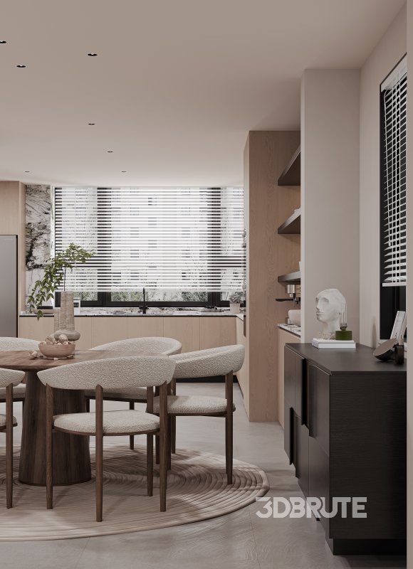 Modern living room and dining room interior scene Image 3