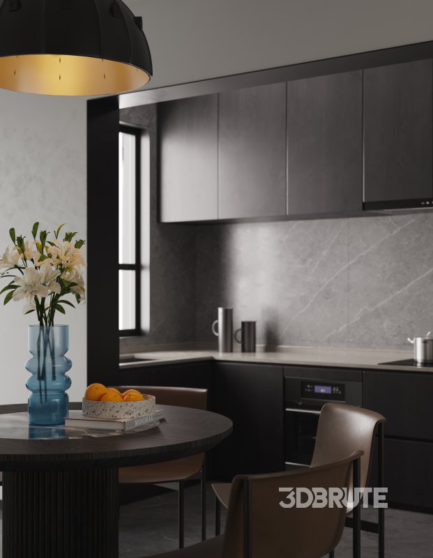 Modern living room and dining room interior scene Image 7