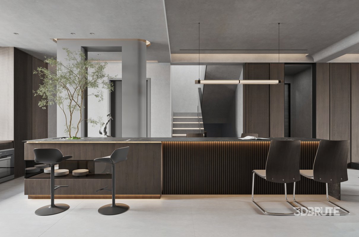 Modern living room and dining room interior scene Image 3