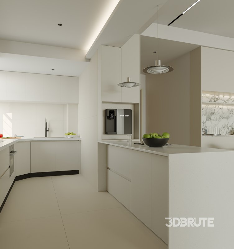 Modern living room and dining room kitchen interior scene Image 5