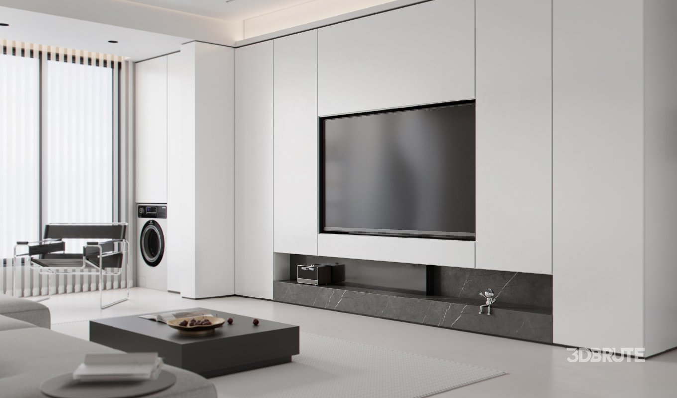 Modern living room and dining room interior scene Image 2