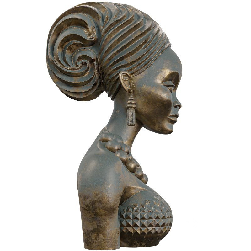 Polished Wood Bust 3D Model Stylized Female Figure Image 2