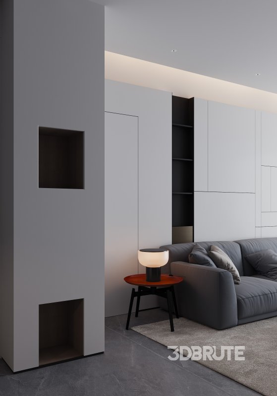 Modern living room and dining room interior scene Image 2