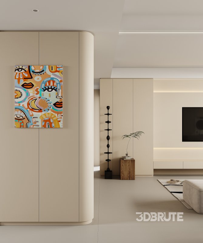 Modern living room and dining room interior scene Image 5