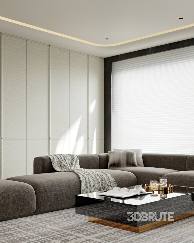 Modern living room and dining room interior scene Image 6