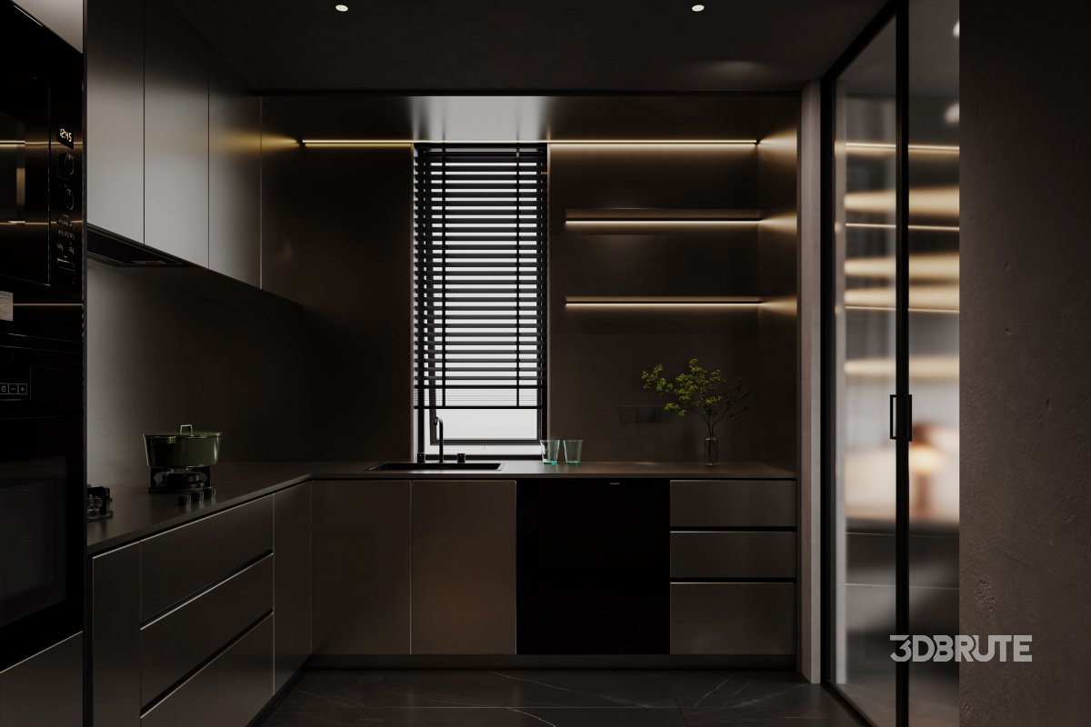 Modern living room and dining room interior scene Image 2