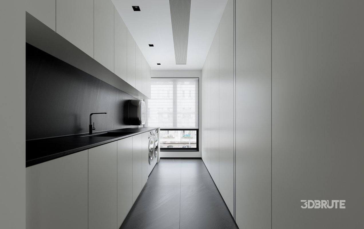 Modern living room and dining room interior scene Image 2