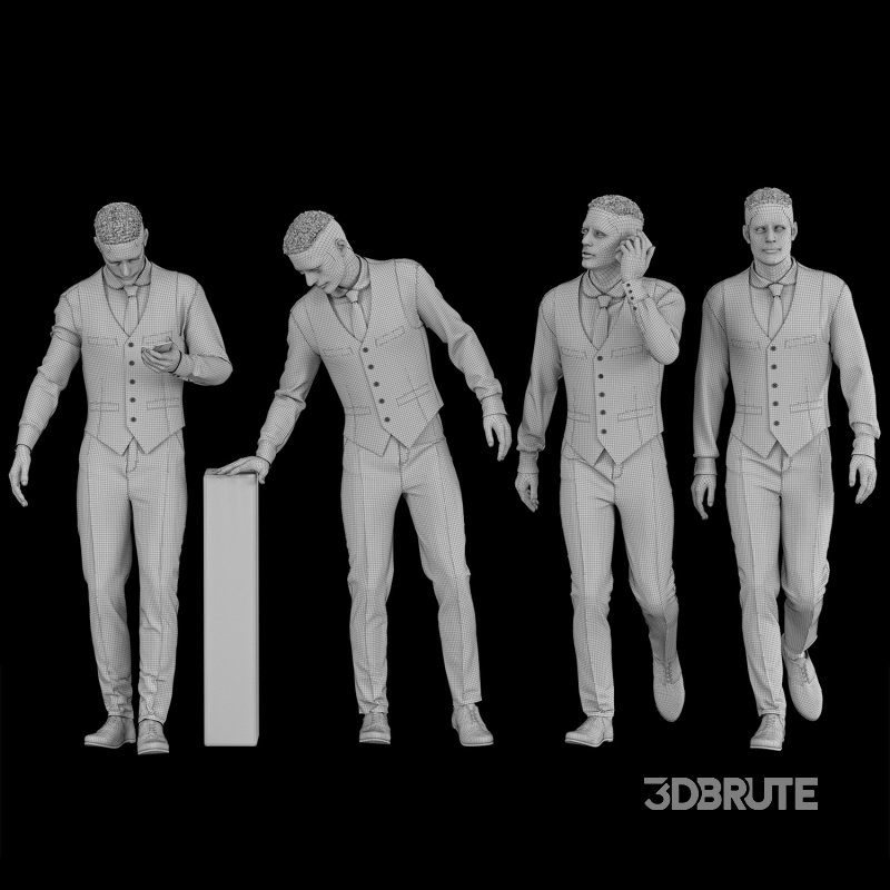 Office Man with coat vest in 04 poses Image 4