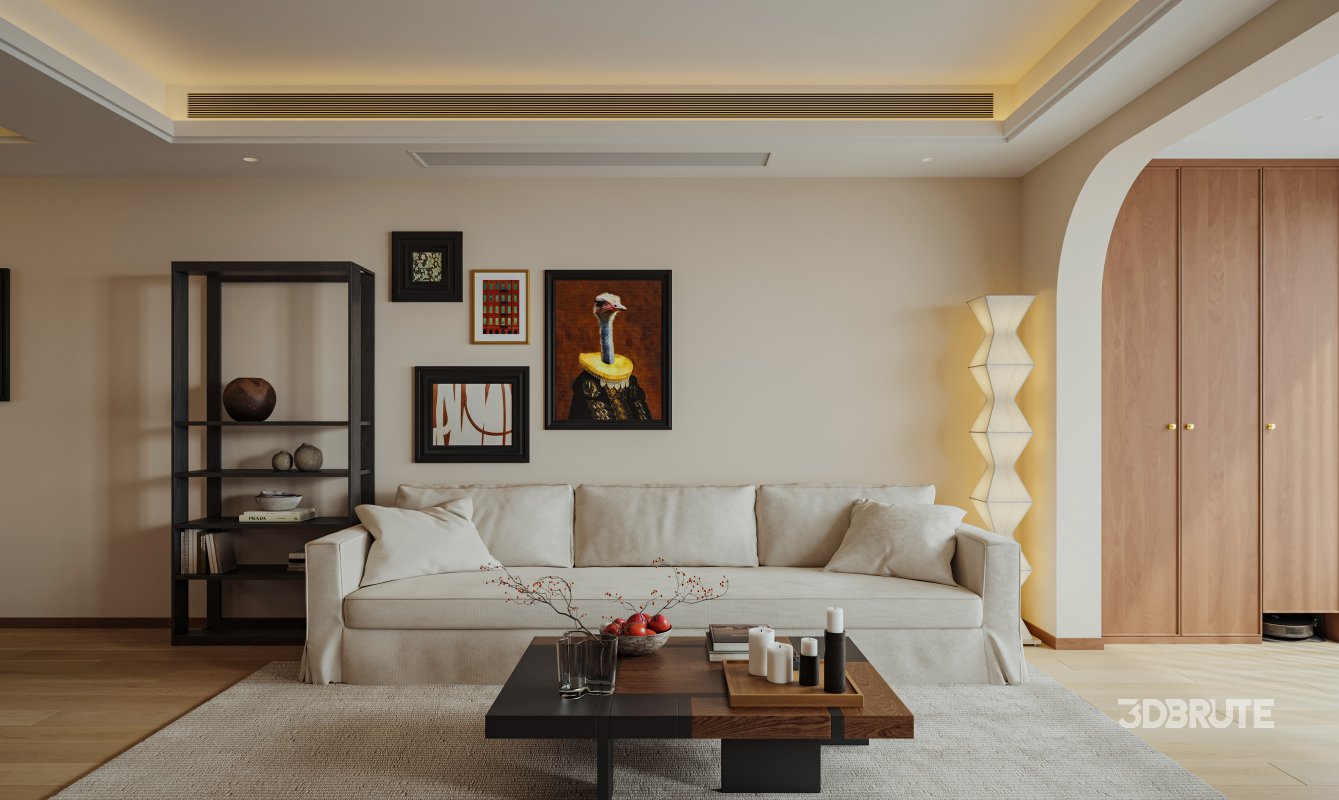 Modern living room and dining room interior scene Image 5