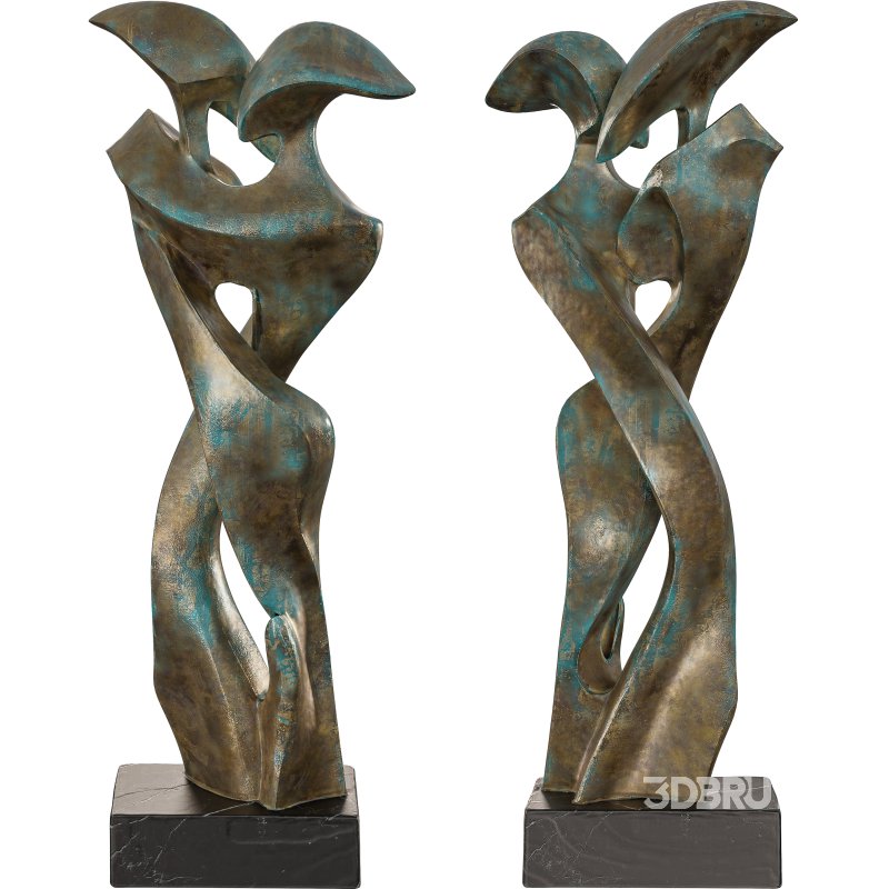 Antique modern abstract Embrace in Bronze Image 1
