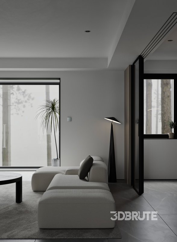 Modern living room and dining room interior scene Image 10