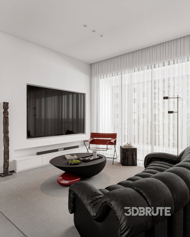 Modern living room and dining room interior scene Image 6