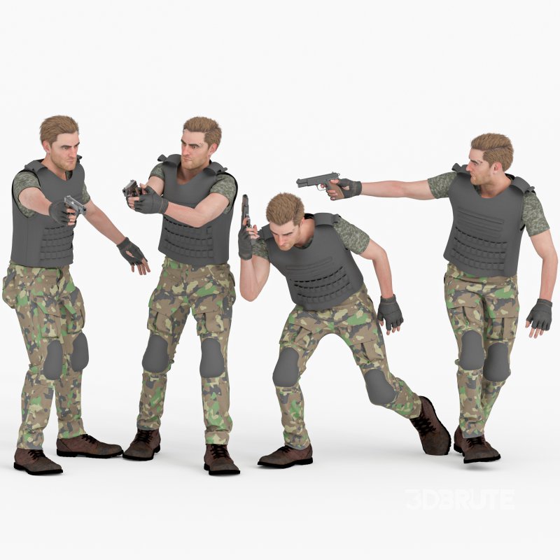 The Army Soldier Man 04 Poses Image 3