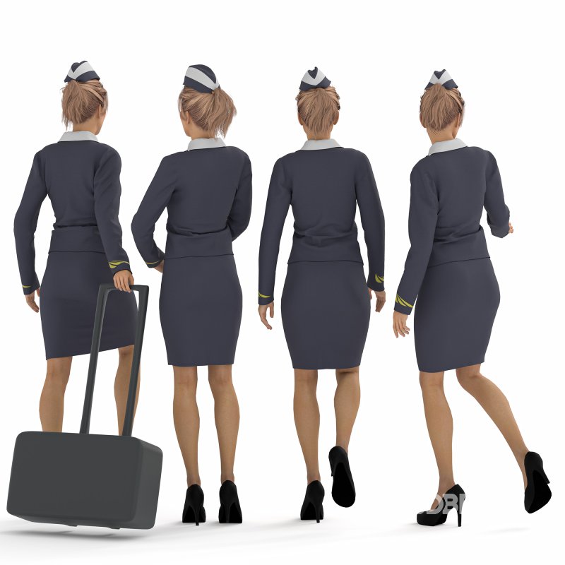 Stewardess Woman in 04 Poses Image 2